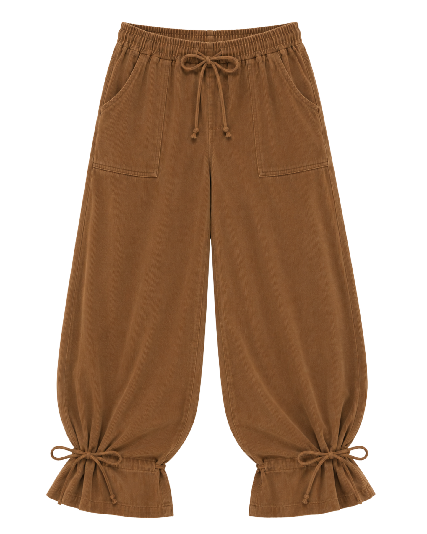 straight-leg pants with adjustable ankle ties