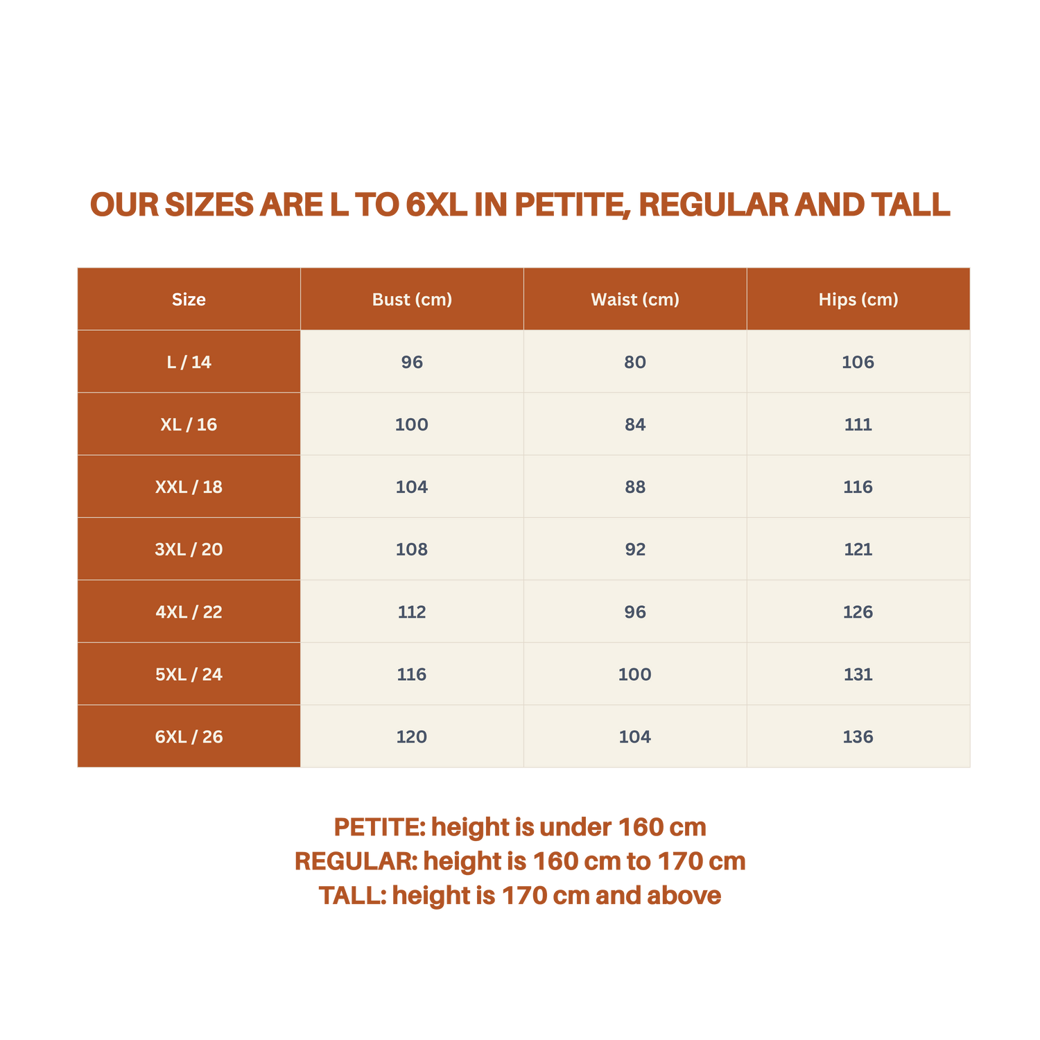 Sizing Chart